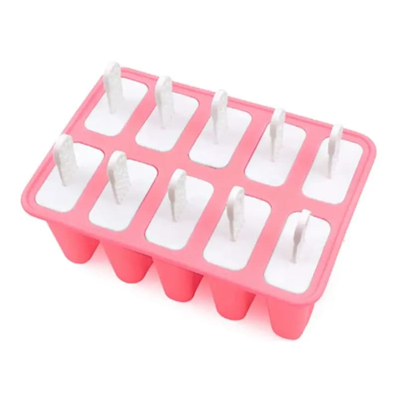 AB11- Stampi in silicone per 10 ghiaccioli, stampi per ghiaccio a rilascio facile, 10 bastoncini per ghiaccio, Easy 10