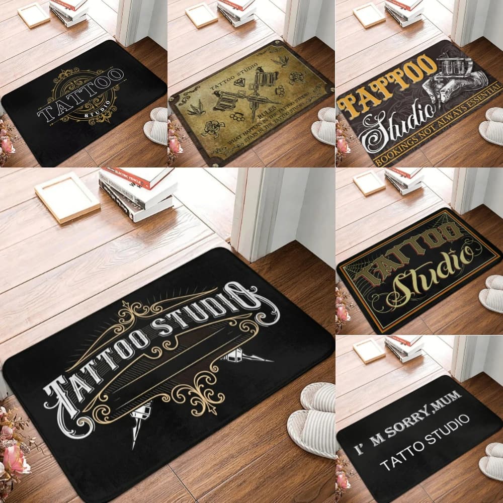 Tappetino con stampa artistica tradizionale di tatuaggi, tappetino antiscivolo resistente per negozio di tatuaggi, ingresso di casa, soggiorno, cucina, tappeto per interni