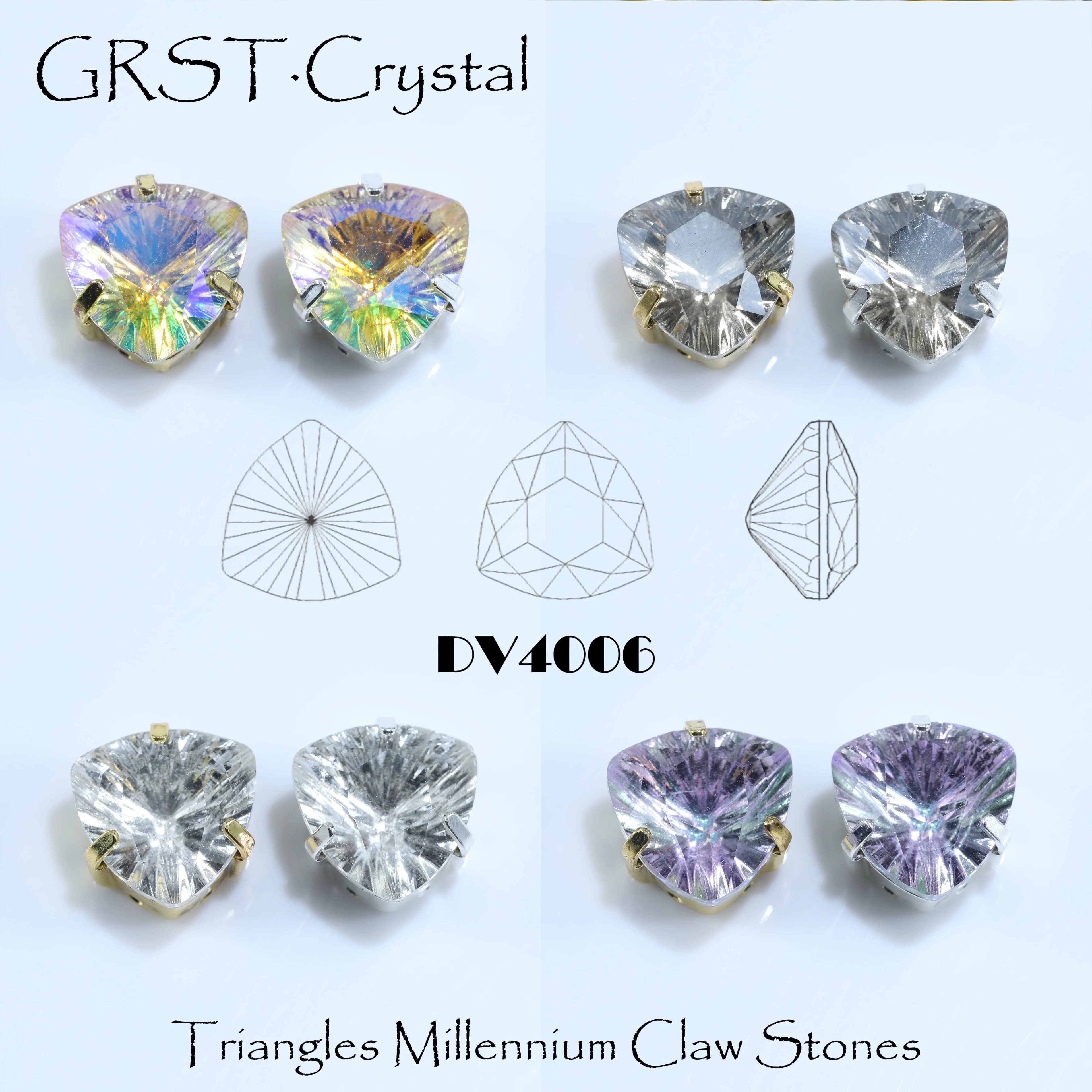 Multi-Faceted Tiger Head Millennium Cut Sew On Claw Rhinestones Metal Prong Setting K9 Glass Crystal Strass For Clothing Bag