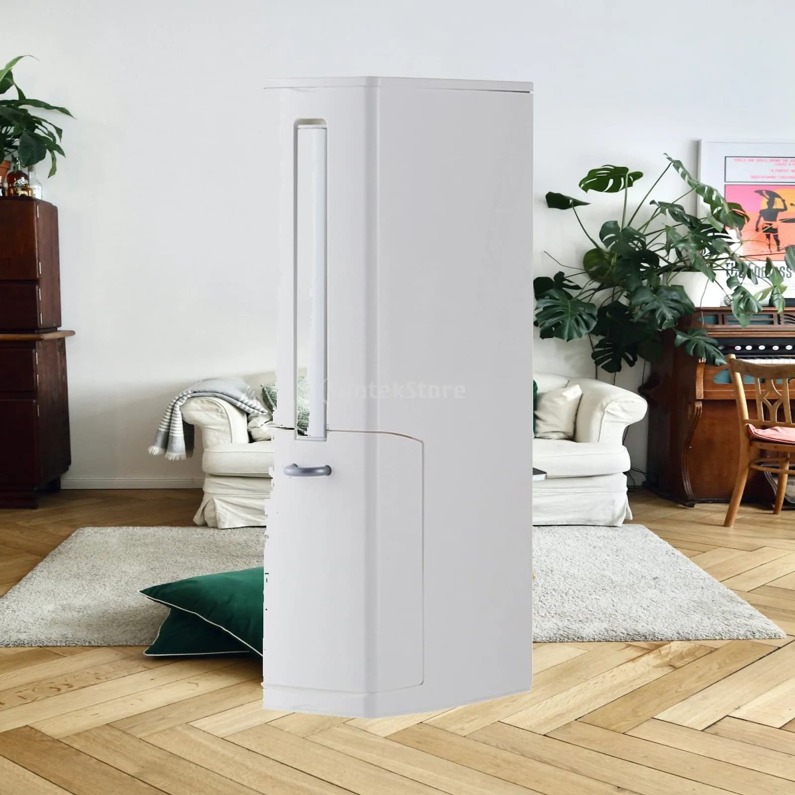 Toilet Brush and Waste Bin Set Slim Garbage Container Portable Bathroom Cleaning Kit for Home and Office Use