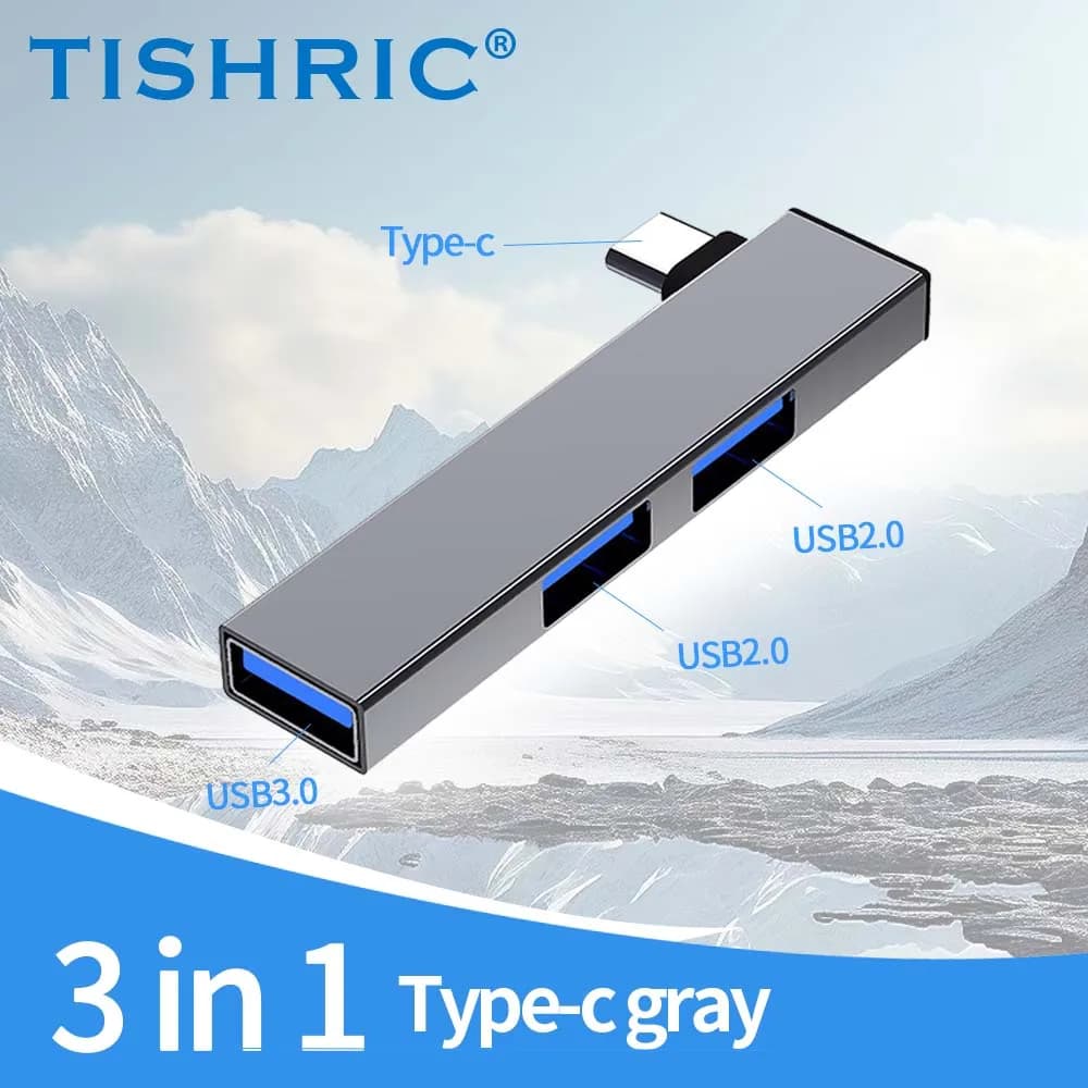TISHRIC Side Plug-in USB Extender 3 in 1 Docking Station USB 3 porte hub USB Docking Station interfaccia USB/Type-C per PC Laptop