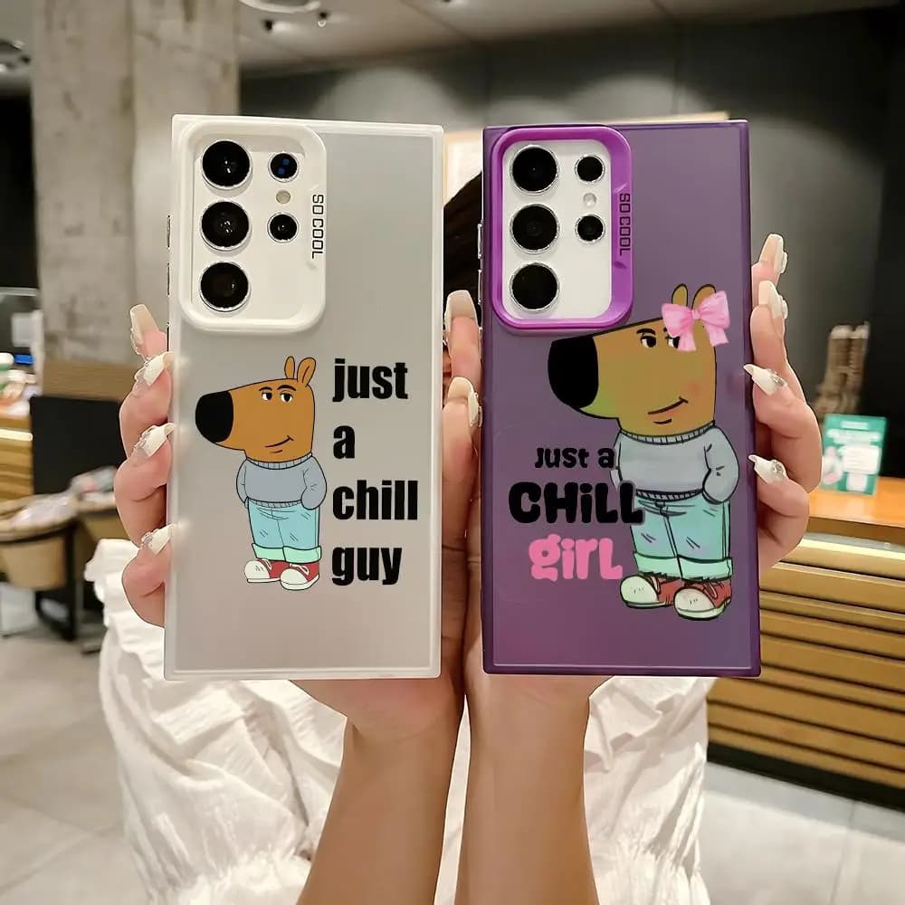 Custodia per telefono Iam Just A C-Chill Guy per Samsung Galaxy S25 Edge S24 S23 S22 S21 S20 Ultra Funda Cover in silicone argento
