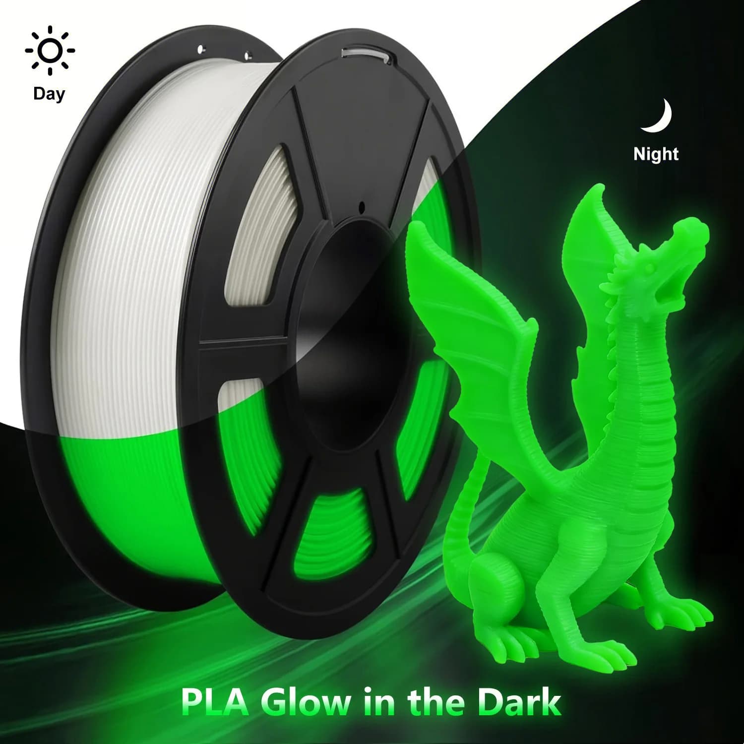 Filamento PLA luminoso da 200 g, 1,75 mm, che si illumina al buio, materiale plastico PLA da 1,75 mm per stampa 3D, spedizione rapida