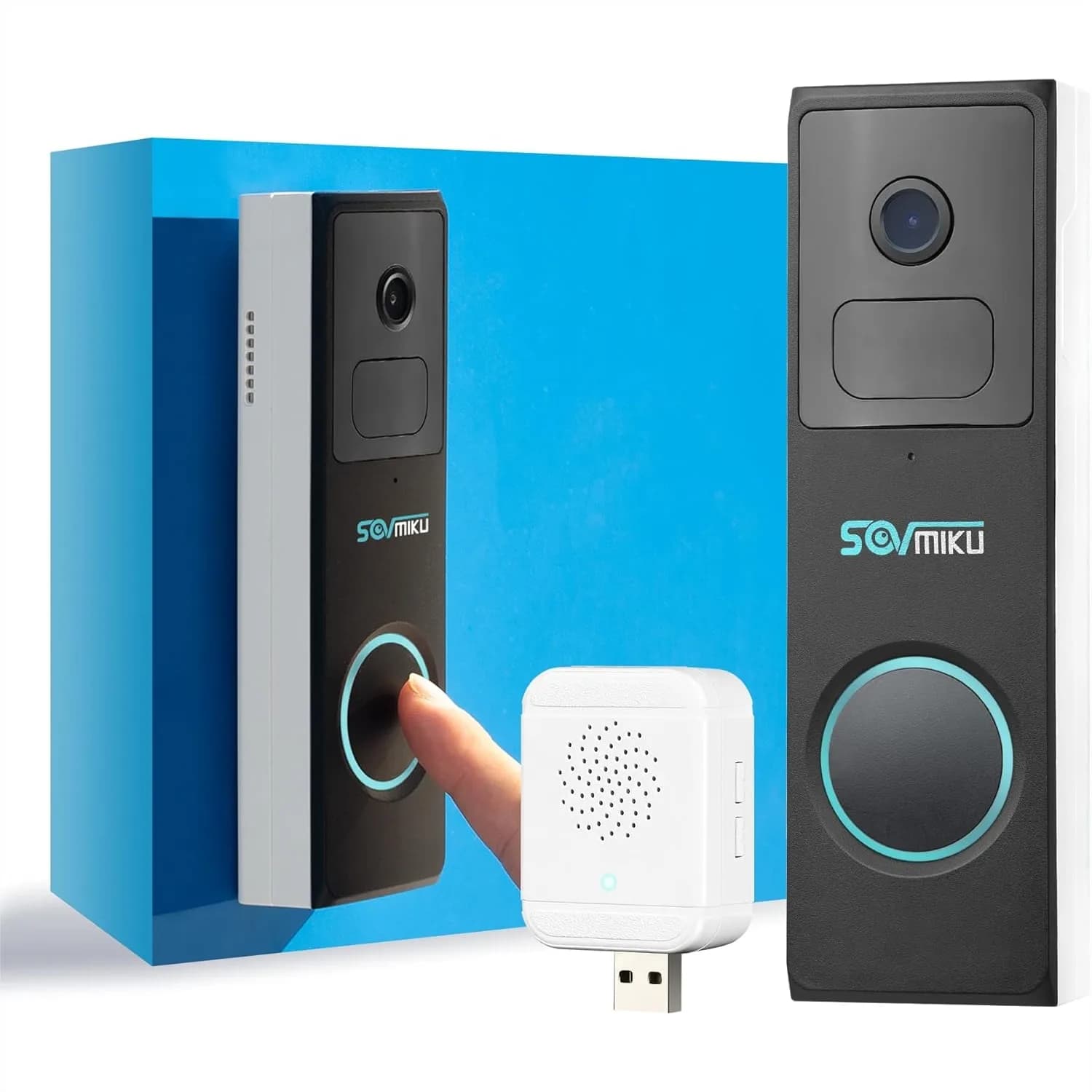 Campanello Video Wireless con Chime, Impermeabile IP65, Wi-Fi 2.4GHz, Rilevamento Umano, Audio Bidirezionale, Slot Micro SD, 180 Giorni