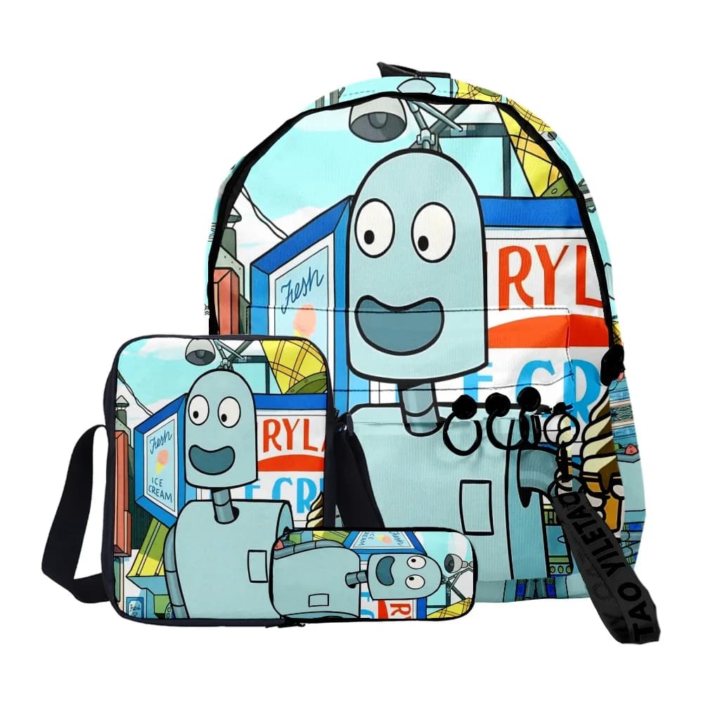 Classic Popular Funny Robot Dreams 3D Print 3pcs/Set pupil School Bags Laptop Daypack Backpack Inclined shoulder bag Pencil Case
