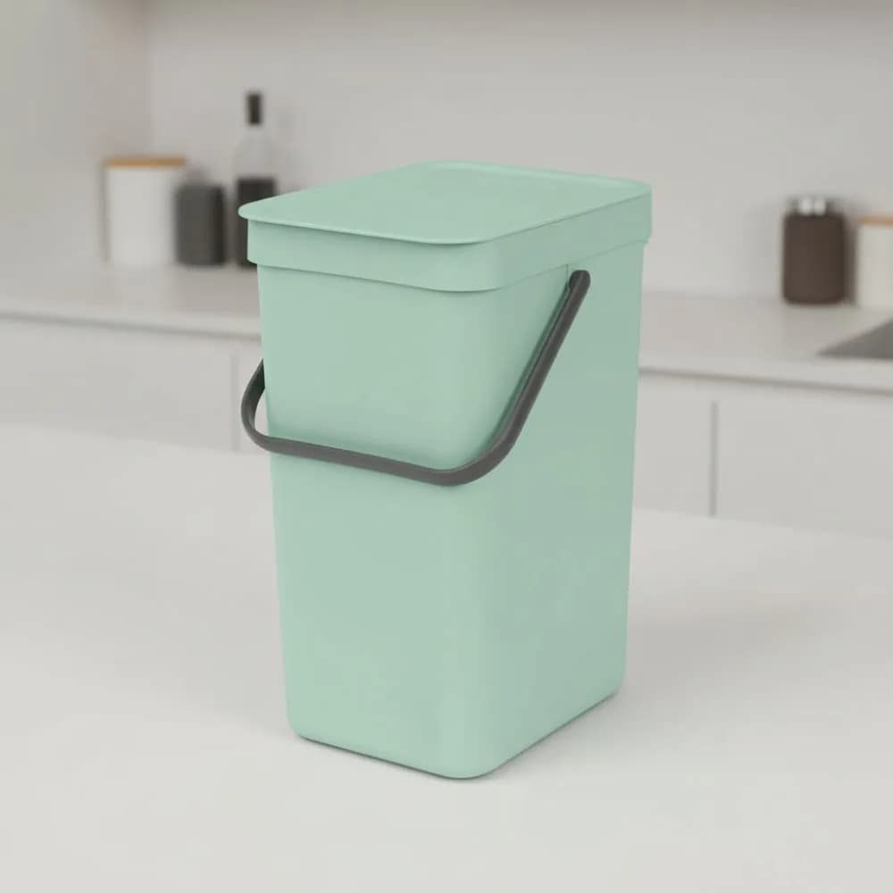 Pattumiera da cucina salvaspazio da 3,2 galloni con coperchio rimovibile, bidone di riciclaggio facile da pulire per case ecologiche