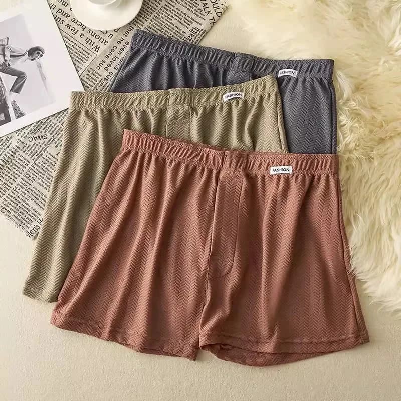 Pantaloni a freccia con motivo a trama Pantaloncini boxer da uomo in seta di ghiaccio Biancheria intima ampia e traspirante di grandi dimensioni Abbigliamento per la casa Comode mutandine ad asciugatura rapida
