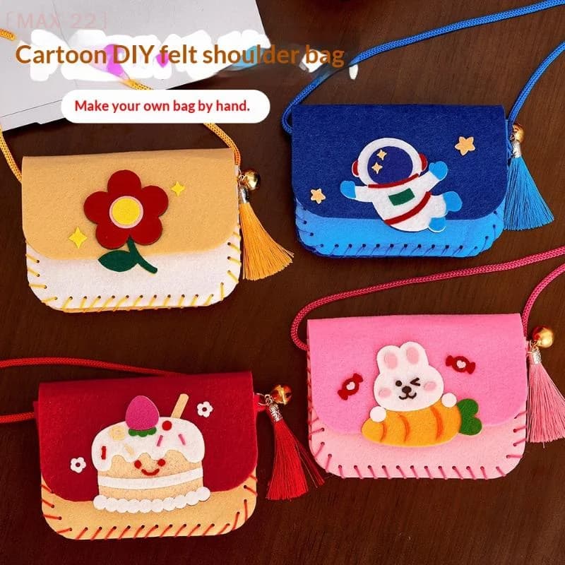 〔MAX-22〕Cute Felt Felt Bag Making Kit Crafts Art Sewing Toy Crossbody Bag Kindergarten Cartoon Handmade Bag