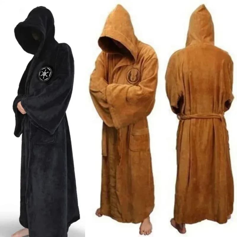 Flannel Male With Hooded Thick Star Dressing Gown Jedi Empire Men'S Bathrobe Winter Long Robe Mens Bath Robes Hom NM35