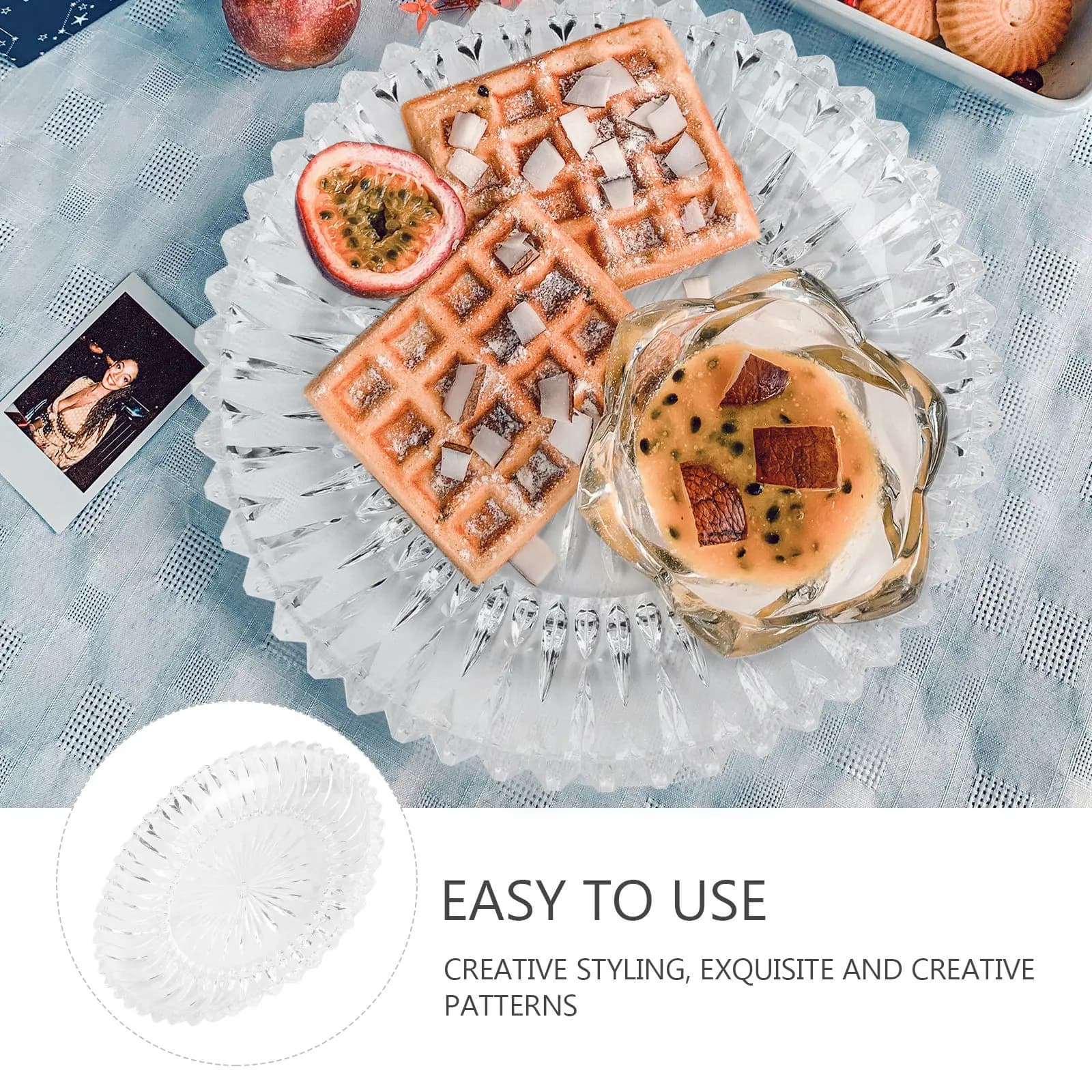 1Pcs Acrylic Fruits Plate 30Cm Wear-Resistant Transparent Dried Fruit Tray Creative Pattern Waterproof Snacks Storage