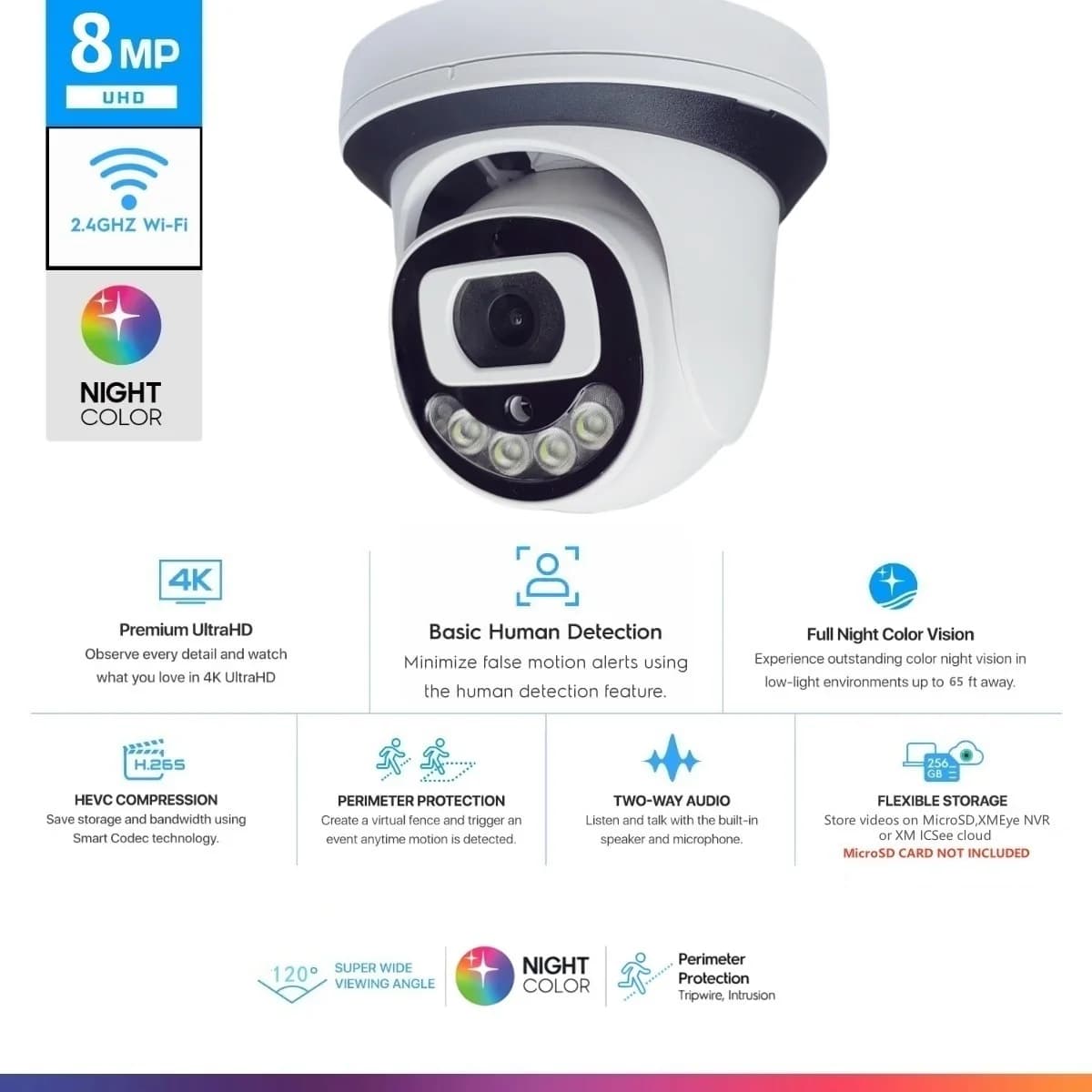 8 MP Wifi IP Security Camera Internal Security Domestic Security CCTV 4/5MP Dome Wireless Camara Video Wi-Fi Internal XM ICSee Ca