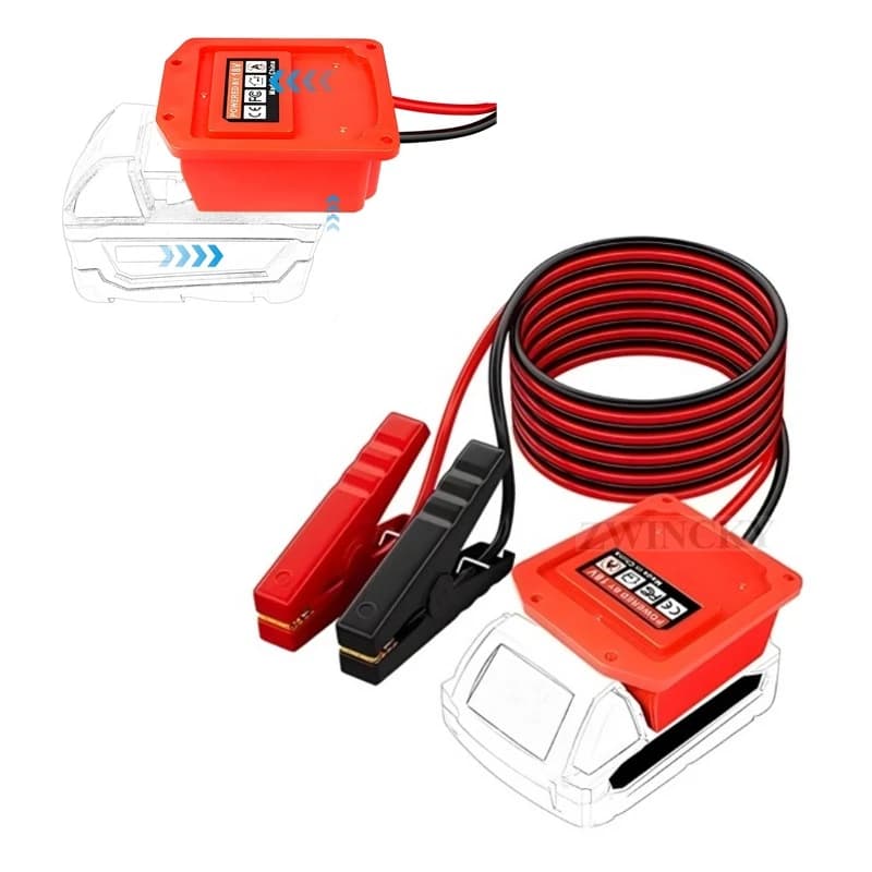 Per Milwaukee 18V Batteria Al Litio Convertitore Caricatore Clip Auto Accenditore Salto di Avviamento Auto Booster Cavo Adattatore di Emergenza Strumenti FAI DA TE