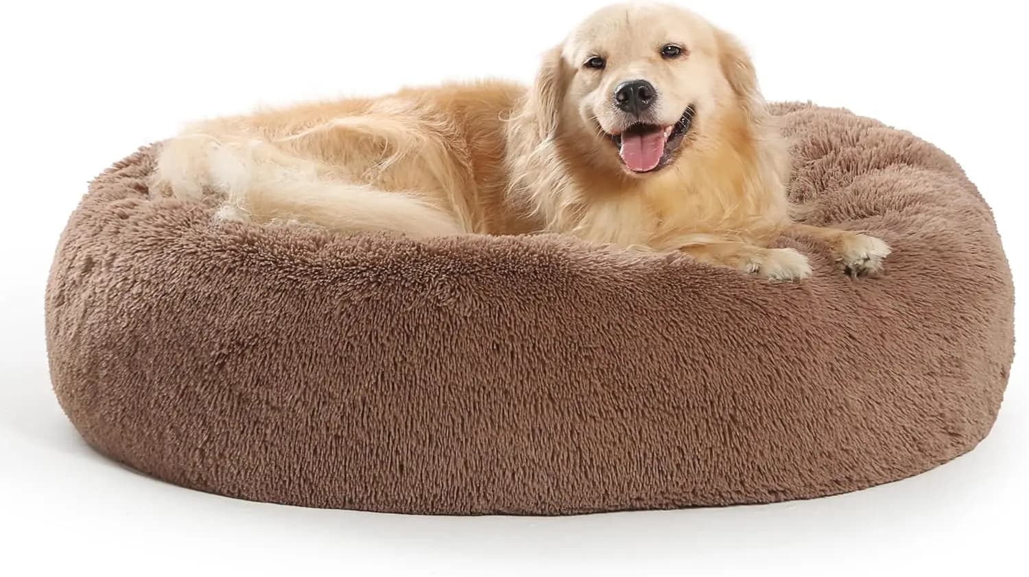 Cuccia a ciambella in peluche rilassante per cani di taglia piccola e extra-large, in pelliccia sintetica, lavabile, diverse misure