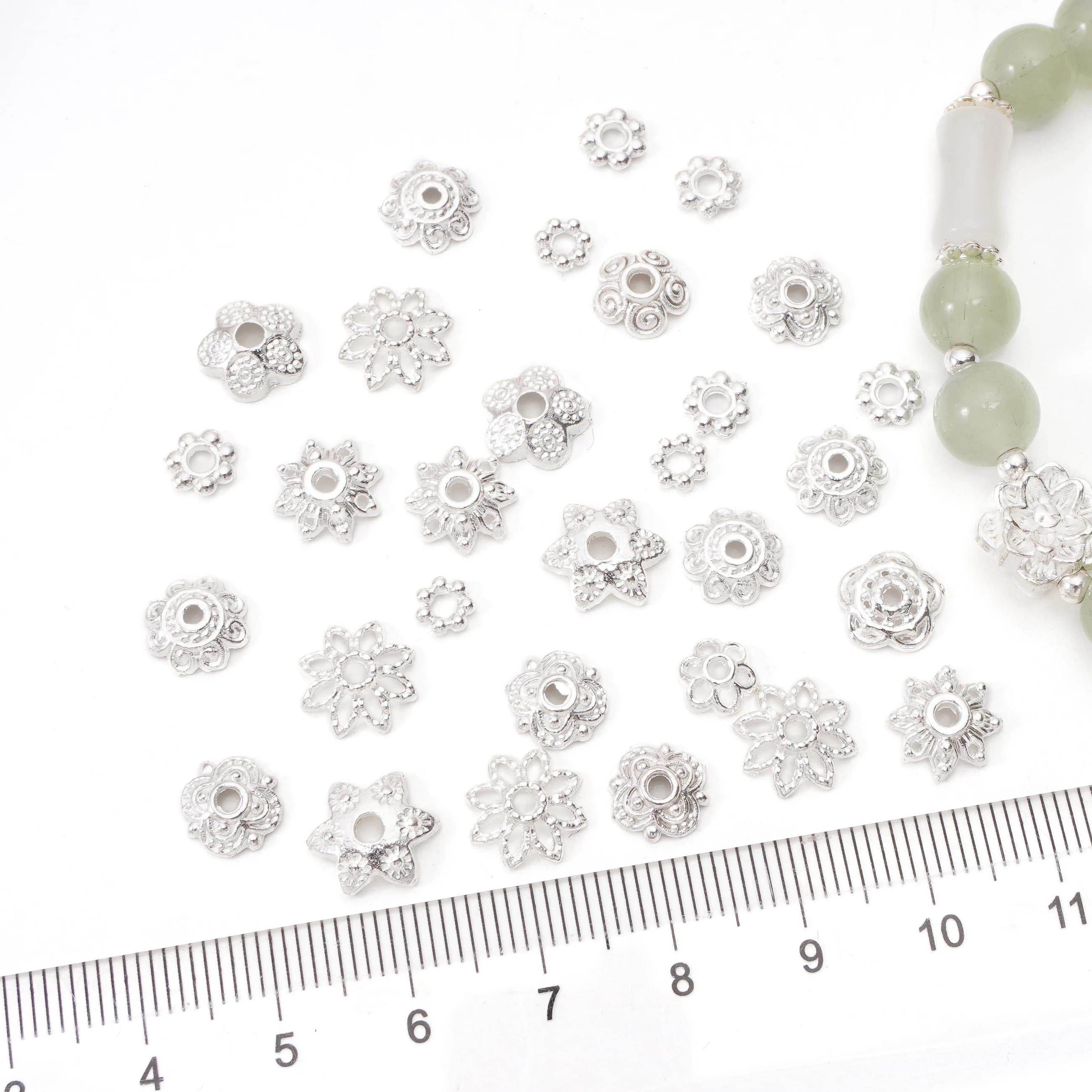 20-50 Pezzi Terminali per Bracciali, Connettori Distanziatori, Perline Sciolte Argento, Regali per Ragazze, Perline Fai-da-Te per Orecchini, Braccialetti, Creazione di Gioielli e Artigianato