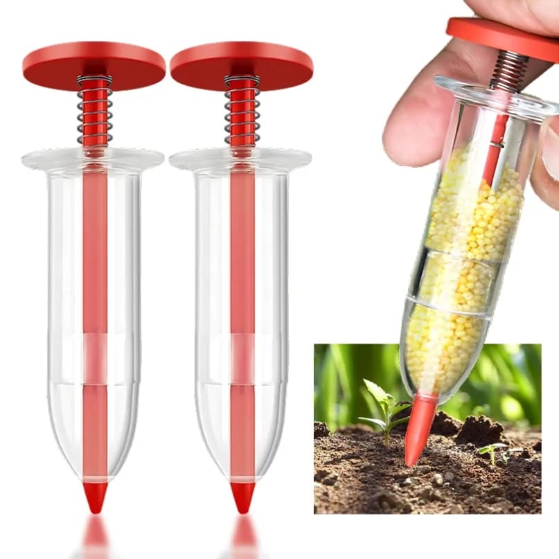 Manual Seed Sower - Adjustable Depth Hand Planter for Vegetables/Flowers, Lightweight Garden Tool with Seed Spacing Control Seed