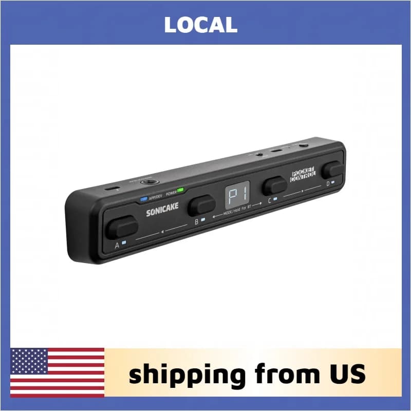 SONICAKE Local Pocket Control, Controller MIDI Wireless Portatile Colorato con 4 Footswitch Programmabili, USB Host, Batteria Integrata