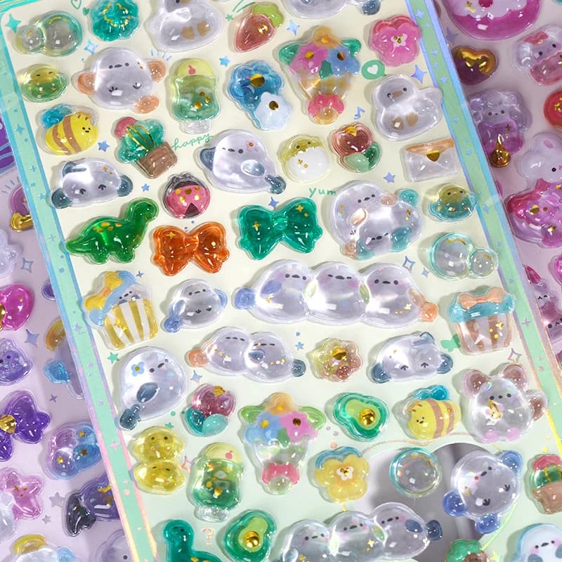 Mini stile giapponese nuovo cartone animato 3D adesivi in rilievo goccia Scrapbooking fai da te journaling cancelleria diario decorazione scuola adesivi carini