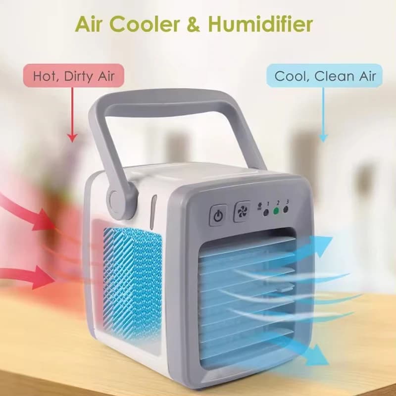Mini ventilatore portatile per condizionatore d'aria, umidificatore, purificatore, ventola di raffreddamento da tavolo USB, ventola di raffreddamento facile e veloce