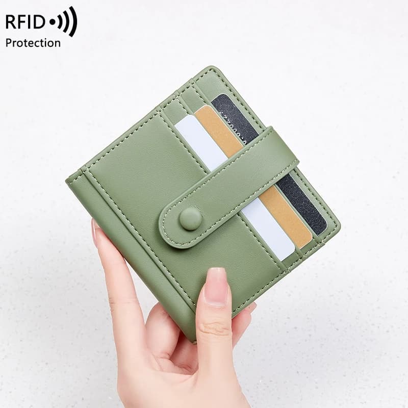 Portafoglio antiblocco RFID da donna, multi-carta, borsa per carte di credito, leggero e semplice, fibbia corta, piccolo, portafoglio alla moda