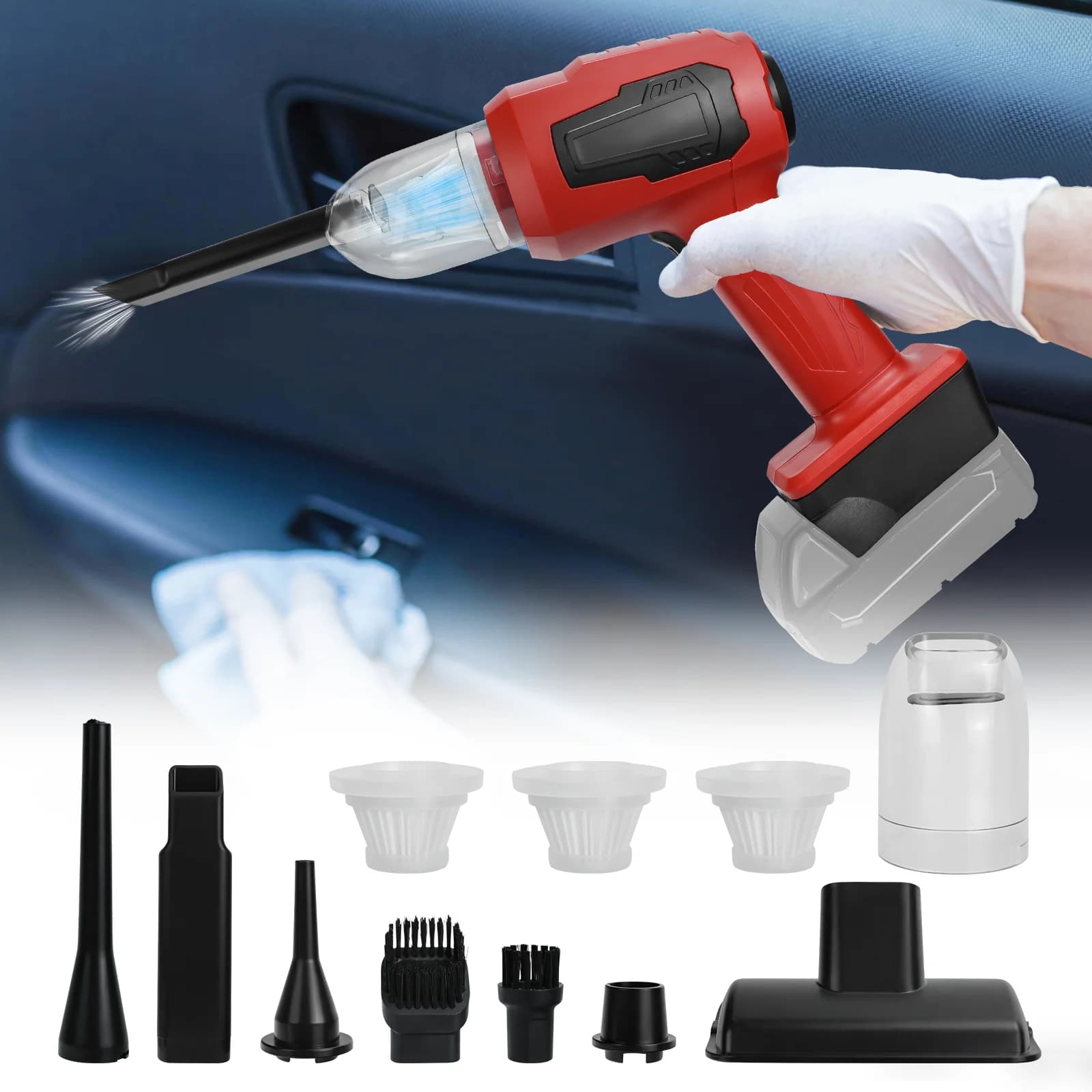 Aspirapolvere per auto senza fili per batteria Milwaukee da 18 V con multi-ugelli Aspirapolvere 2 in 1 e spolverino (senza batteria)
