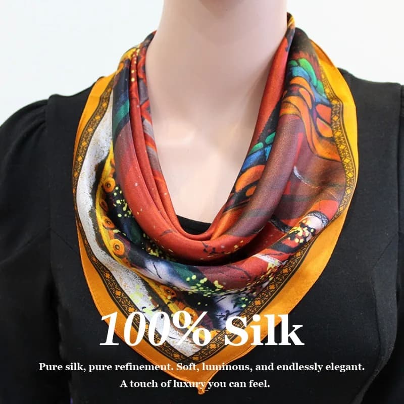 New Design Women's Square Silk Scarf 100% Vera, Fashion Scarf, Bandana, Scarf, Ladies' Scarves, Hijab Printing, Poncho