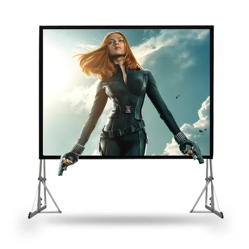 150" Inch 16:9 Foldable Tripod Projector Screen with Stand Drap Kit Portable Indoor/Outdoor Use White/Grey 1-Year Warranty