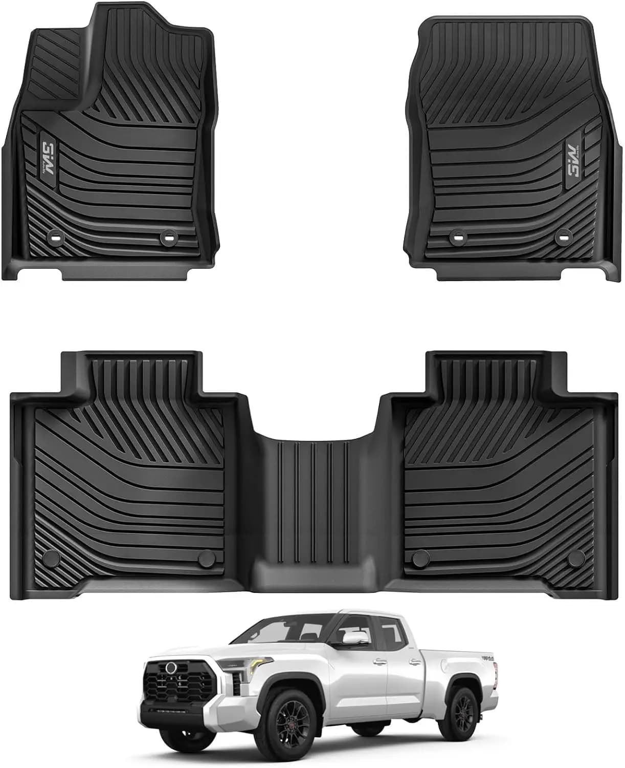 3W Carpets for Toyota Tundra CrewMax 2022-2026, in TPE for all seasons, customized, easy to clean, car accessories