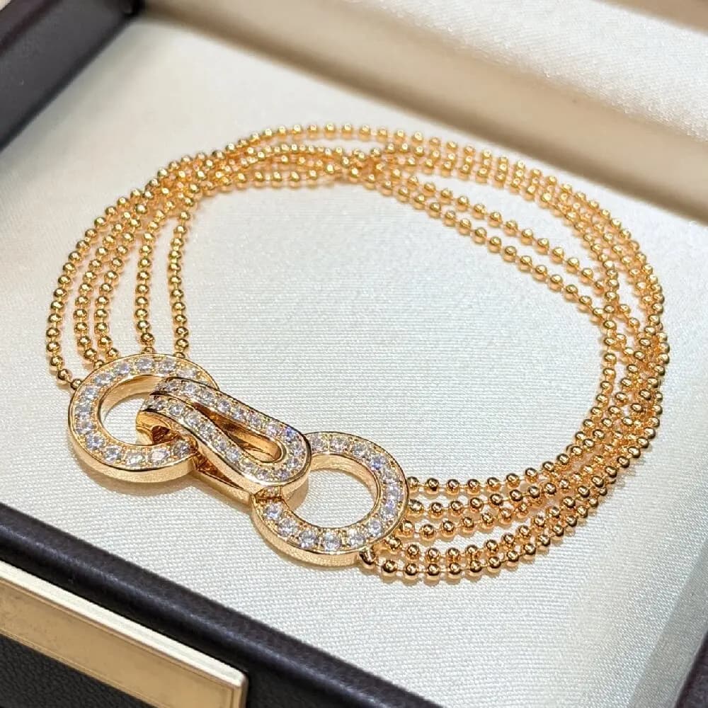 KQDANCE 16CM 925 Sterling Silver Gold Plated Full Diamonds Five Layer Tassel Beads Zircon Bracelet Women's Luxury Fine Jewelry