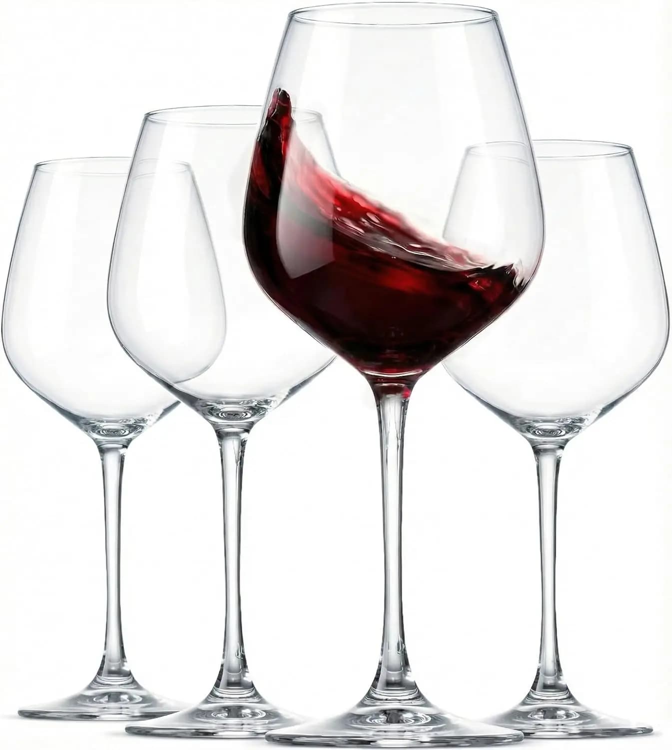Calici da Vino Rosso Italiani - 18 Once - Bicchieri da Vino Trasparenti (Set di 4)