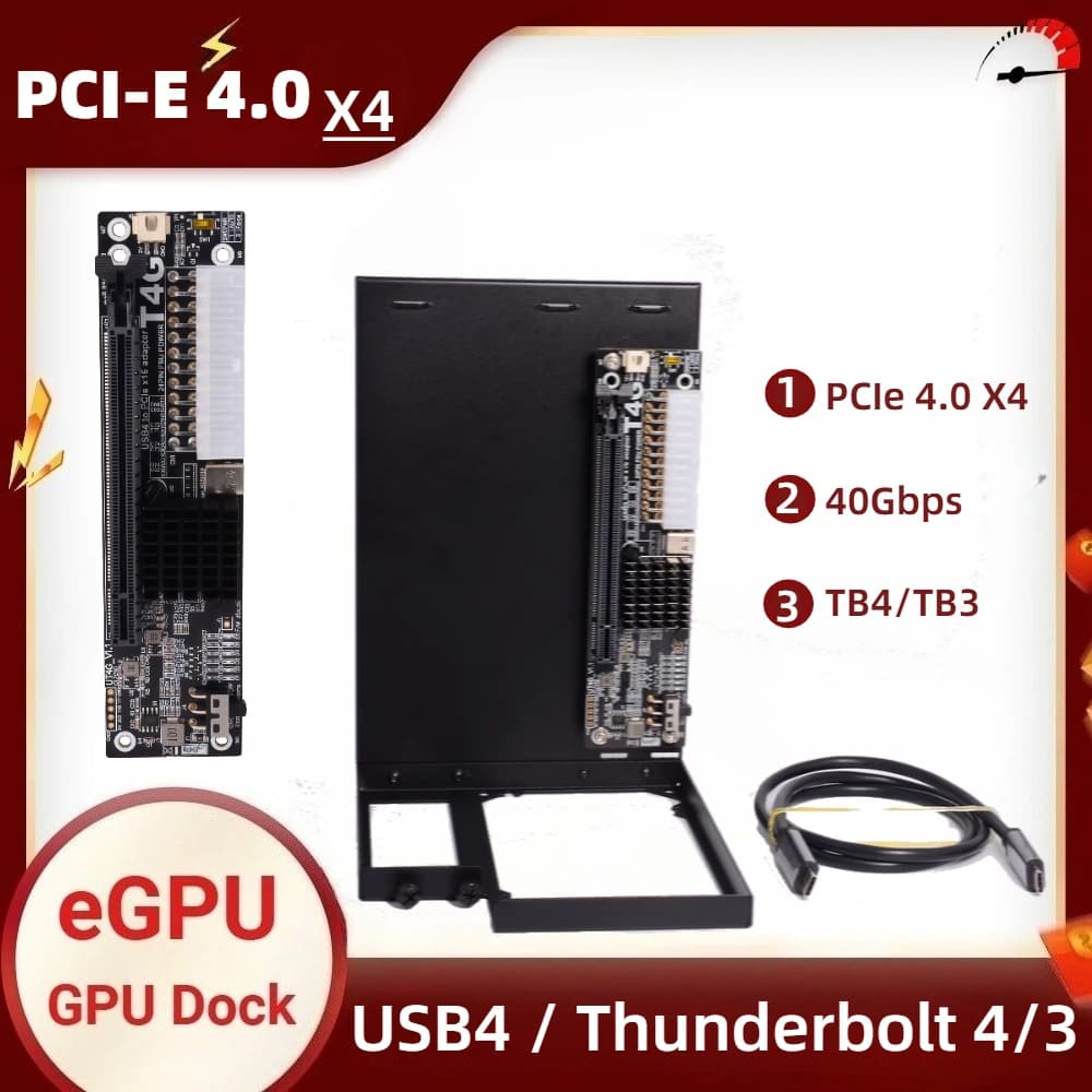 Adattatore EGPU Esterno per Notebook UT4G USB4 Thunderbolt 4/3 a PCIe X16 PCIE 4.0 X4 Dock GPU con Supporto Verticale Kit NUC ITX STX per Laptop