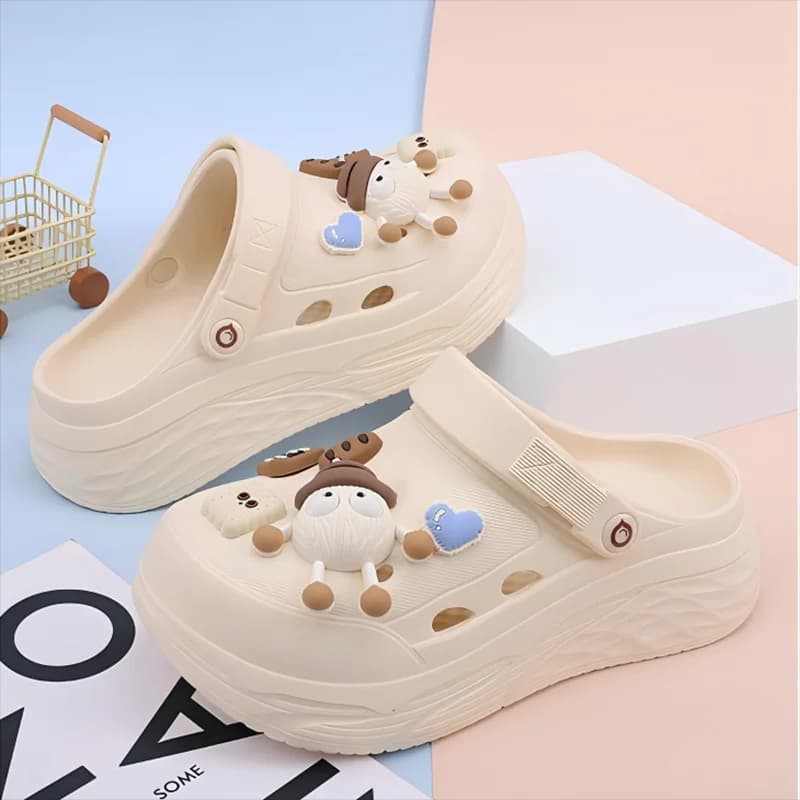 Pantofole con plateau Sandali da donna estivi 6 cm Zoccoli da esterno da donna Scivoli da spiaggia da strada spessi Infradito per ragazze Scarpe da giardino