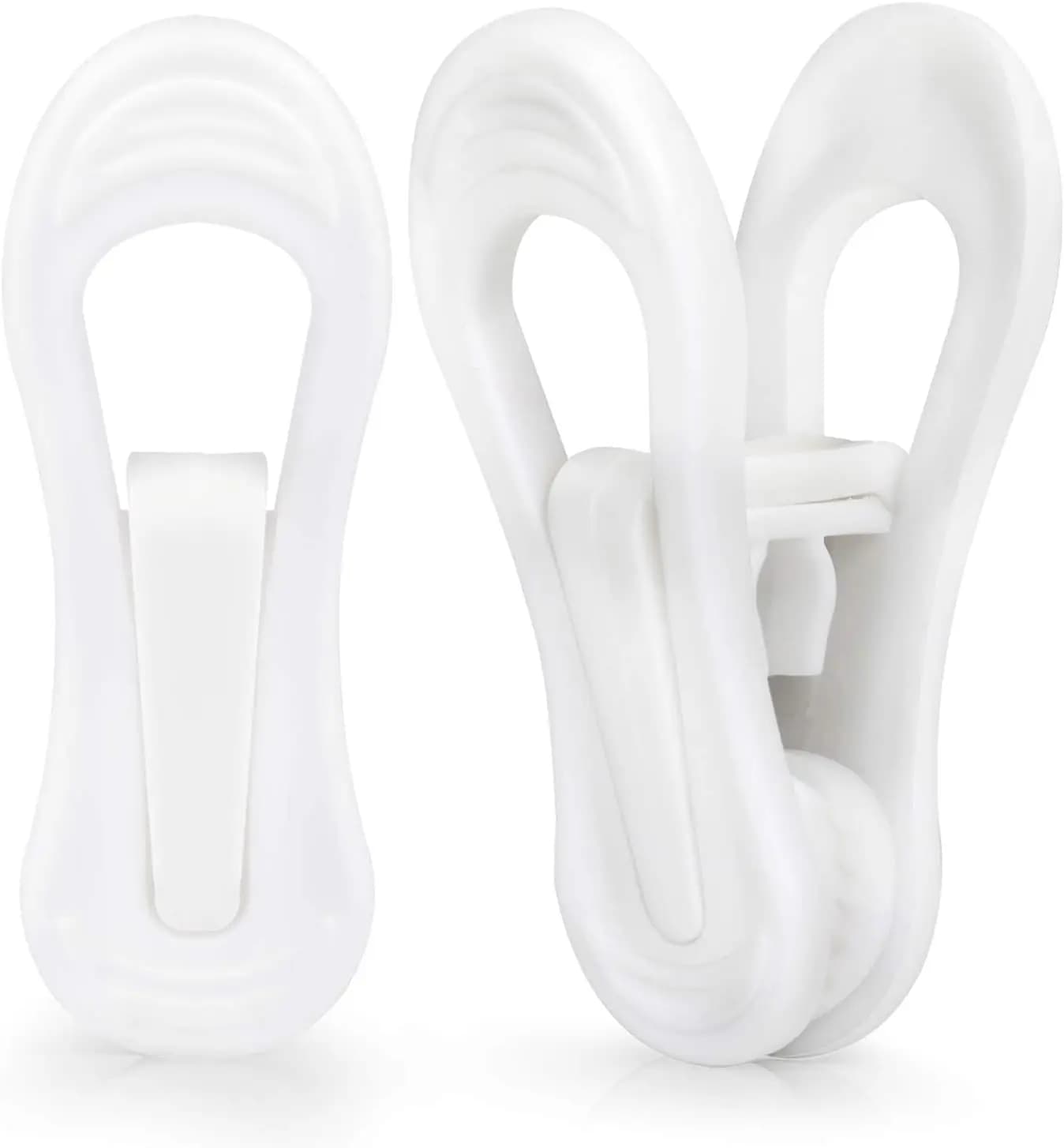 Pack of 24 Clips for White Plastic Hangers with Strong Grip, Multipurpose for Clothes and Organization