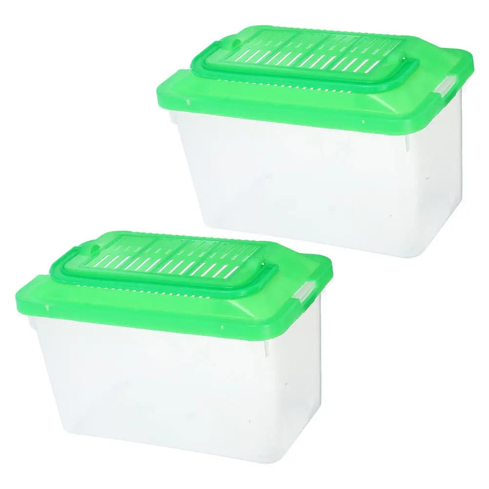 2 Pezzi Mini Acquario Portatile, Contenitore da Viaggio per Rettili, Trasportino Trasparente in Plastica per Pesci Betta, Tartarughe e Piccoli Animali