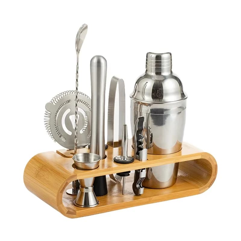 Set da 10 pezzi in acciaio inossidabile, shaker per cocktail, mixer per vino, martini, Boston shaker per bartender, per bevande, feste, set completo di strumenti da bar