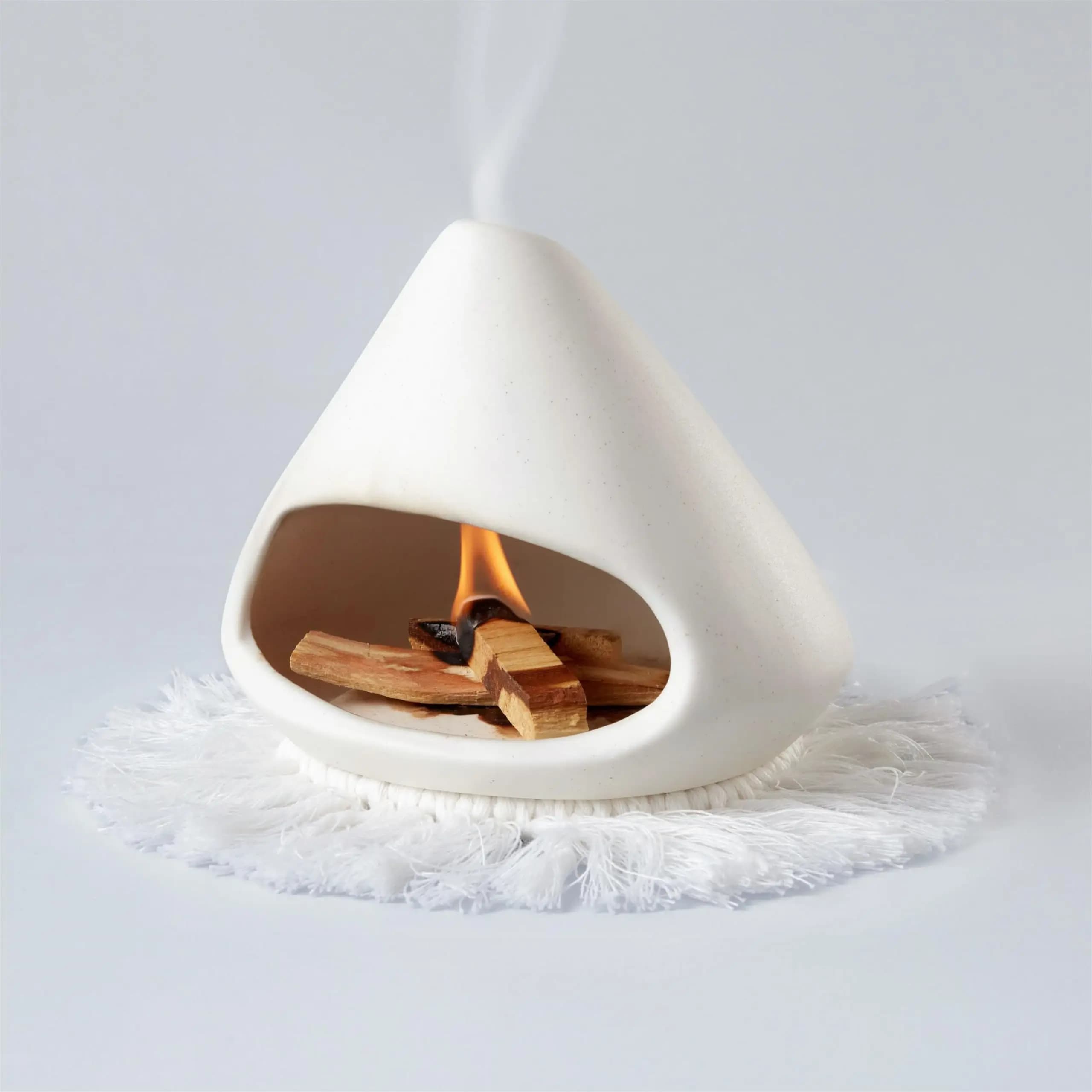 Ceramic Palo Santo Burner Incense Cone Holder for Sage Sticks Aromatherapy Mini Chiminea Tray Home Decor Meditation Yoga Portabl