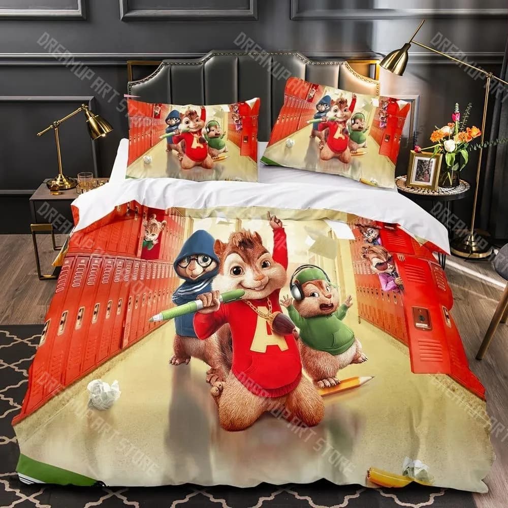 Stampa 3D Cartoon C-Chipmunk A-Alvin Set biancheria da letto Ragazzi Ragazze Twin Queen King Size Copripiumino Federa Letto ragazzi Camera da letto per adulti
