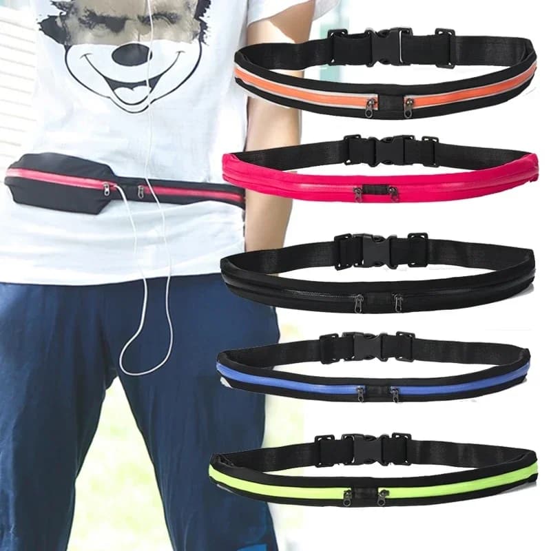 Waist Bag Double Pocket Waterproof Phone Belt Nylon Small Bag Casual Travel Cycling Hiking Sports Travel Shopping