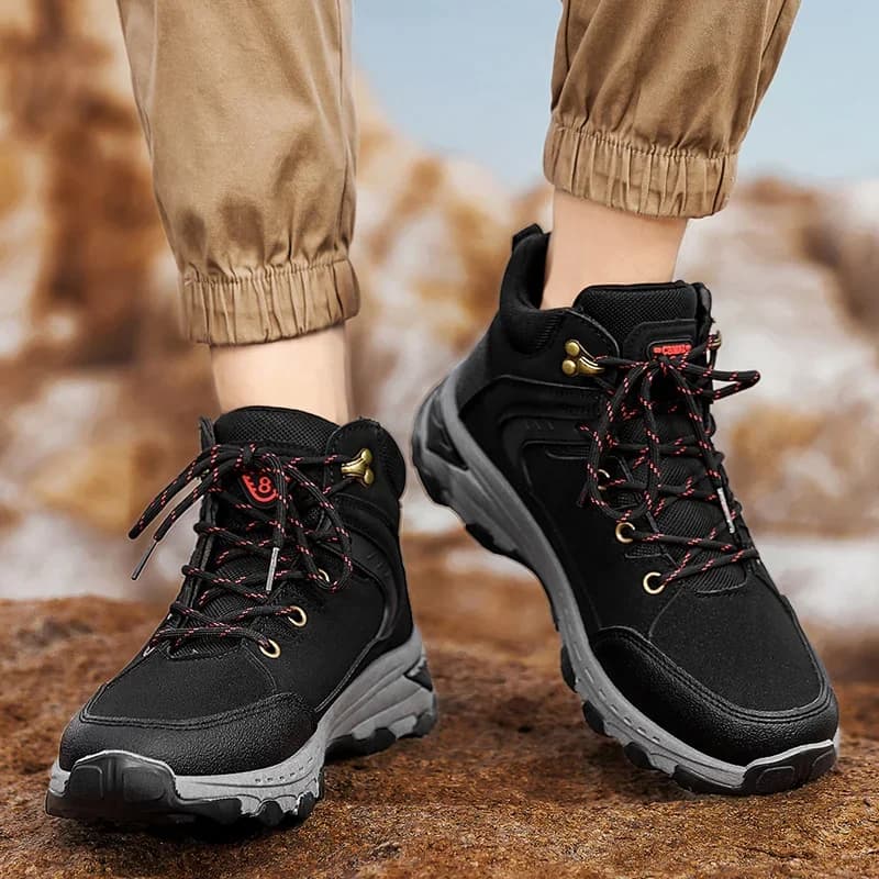 Scarpe da trekking alte in cotone per uomo Scarpe da esterno impermeabili Scarpe da trekking antiscivolo Scarpe da viaggio da arrampicata Calde fuoristrada Hombre