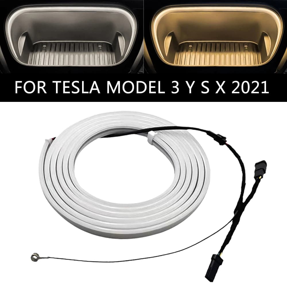 Luce d'atmosfera per bagagliaio anteriore per Tesla Model 3 Y striscia luminosa interna a led facile installazione flessibile impermeabile modificata automatica 12v