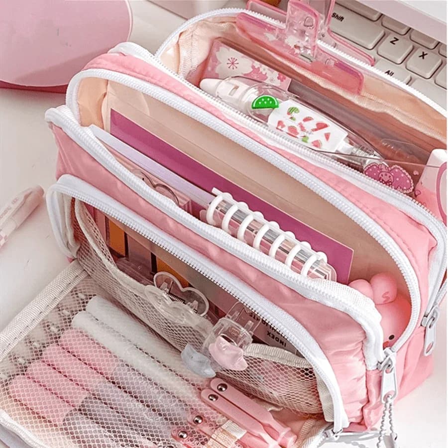 Astuccio per matite Kawaii Astuccio per penne carino a 3 strati Astuccio per organizer coreano di grande capacità per studenti di cancelleria per il ritorno a scuola