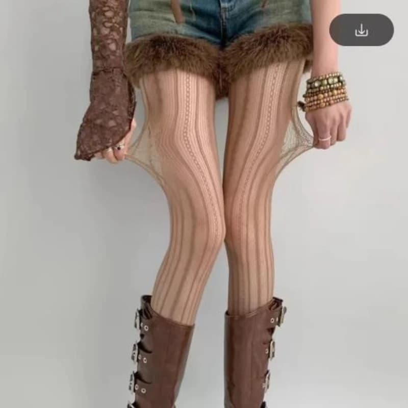 Collant da donna sexy in pizzo a rete, stile Lolita, a vita alta, con motivo a rombi e a righe, stile giapponese JK vintage