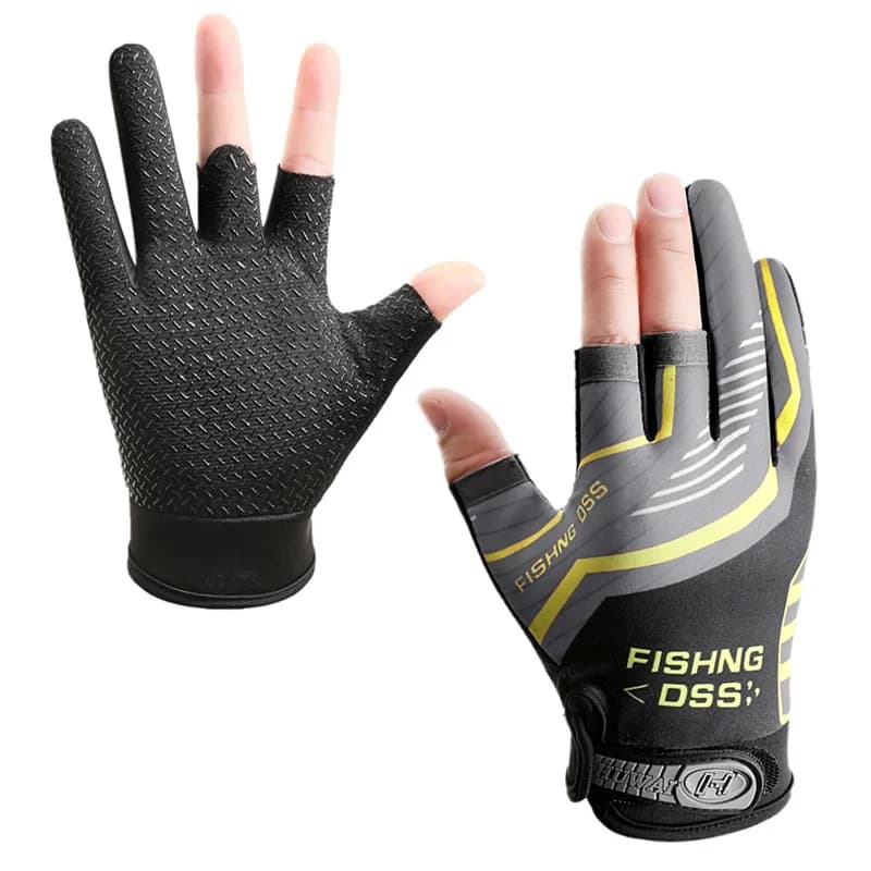 Cycling Gloves Men's Summer Gloves With Three Toes Cut For Fishing Sun Protection Slim Breathable Men's Anti-slip Gloves