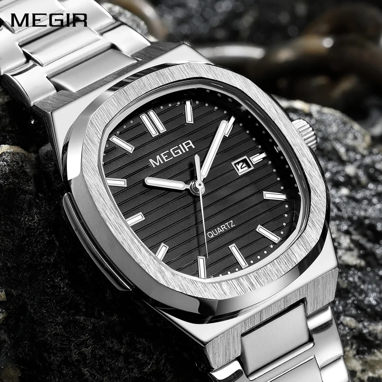 MEGIR men's wristwatch original luxury waterproof luminous date quartz men's watch stainless steel working watch Relogio