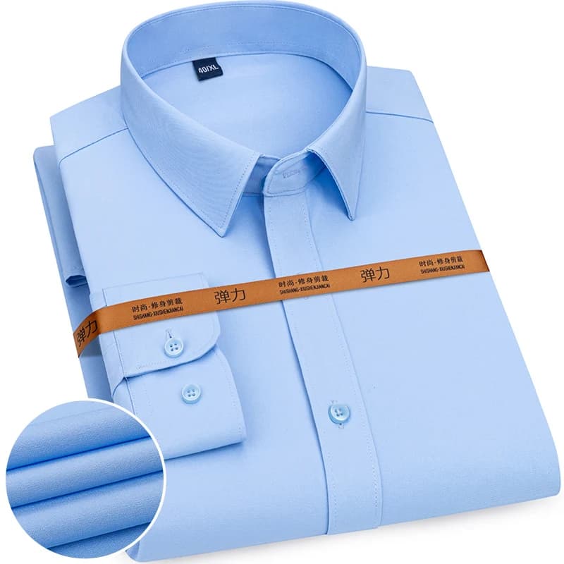 Camicia da lavoro in tinta unita da uomo nuova moda formale sottile classica basic casual slim bianca manica lunga camicia sociale abiti di marca
