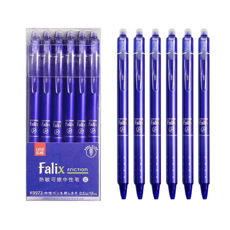 Set di penne gel cancellabili retrattili da 0,5 mm con ricariche Inchiostro gel nero blu Gomma incorporata Forniture per ufficio Kit di cancelleria per esami