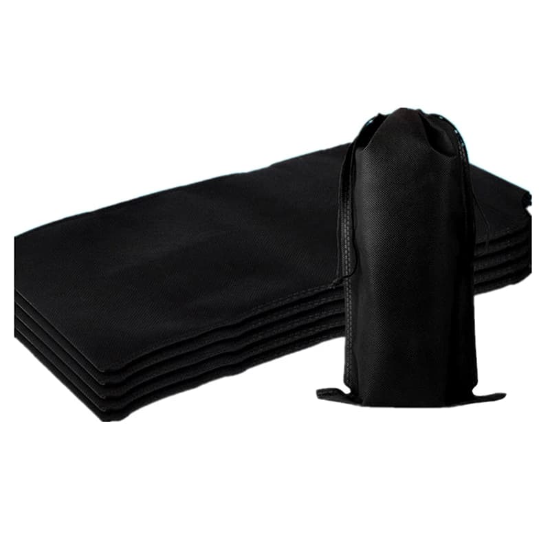 Sacchetto con coulisse in raso di seta nero per extension per capelli, parrucche, fasce per capelli, custodia per trucchi, scarpe e articoli da viaggio