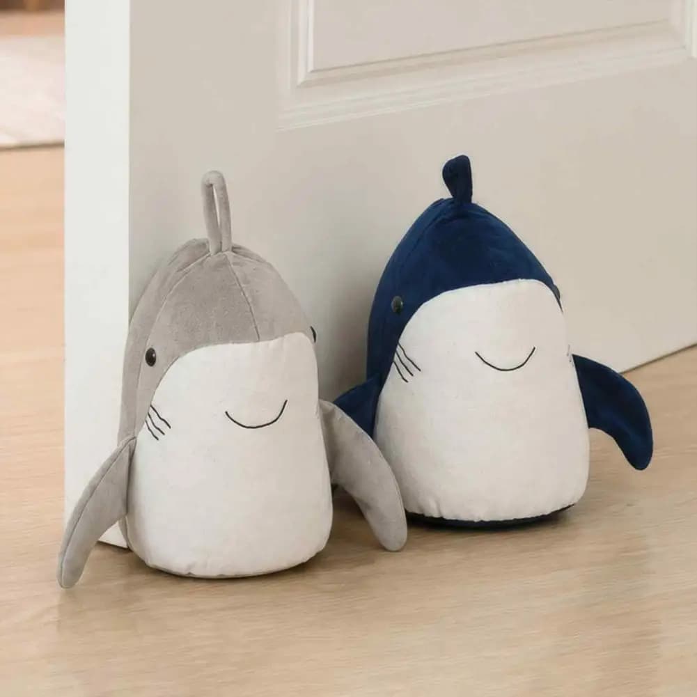 Plush Shark Decorative Door Stopper, Non-slip Weighted Interior Door Stop, Anti-collision Home Office Floor Fabric Door Stopper