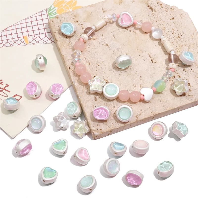 1PC Handmade Alloy Glass Beads Circular Star Shape Loose beads DIY Jewelry Accessories for Bracelets Chain Necklaces
