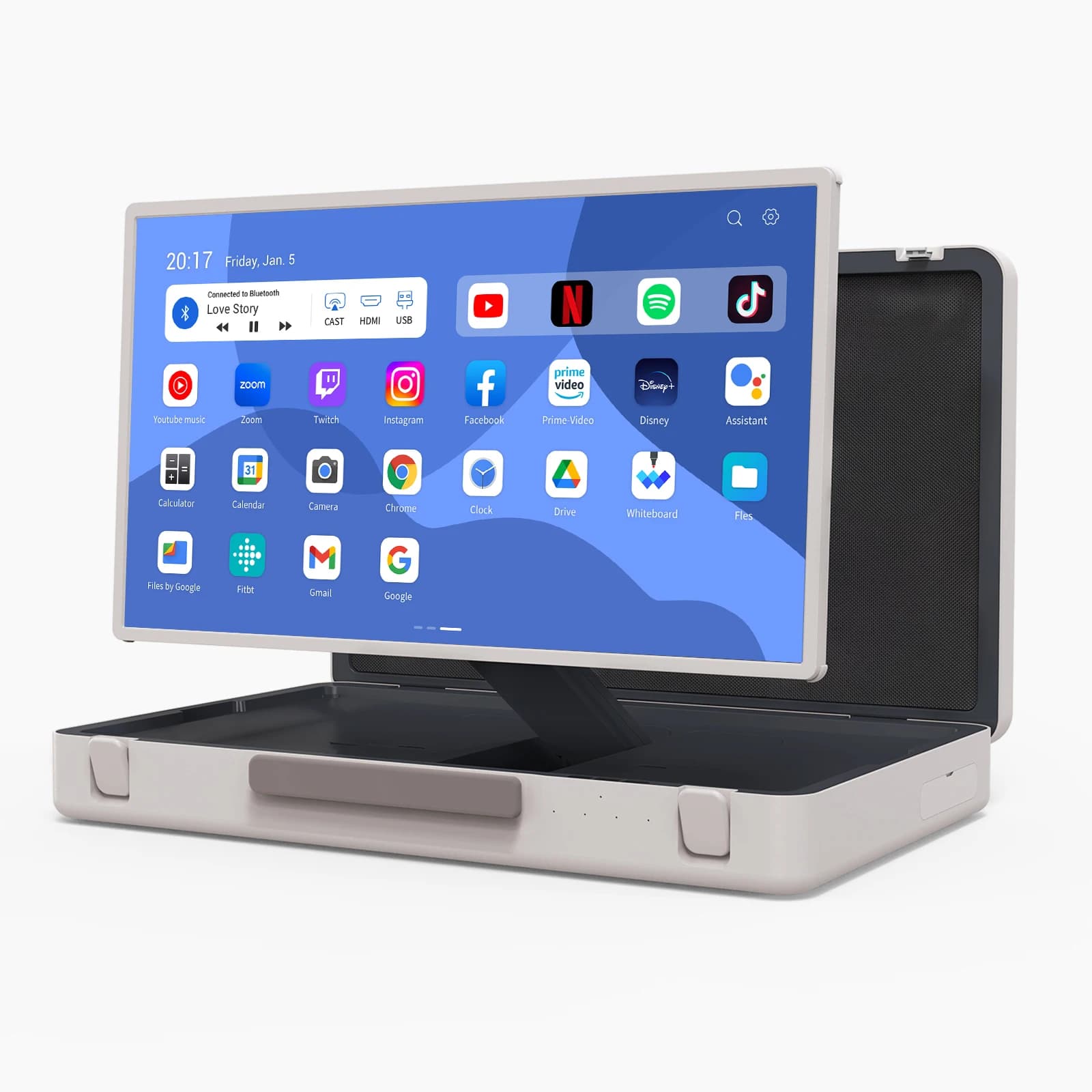 ELC Packgo Smart TV 27 Inches Tablet Touch Screen Android 14 1920*1080 With Watching Golf Game Portable Suitcase Smart Display