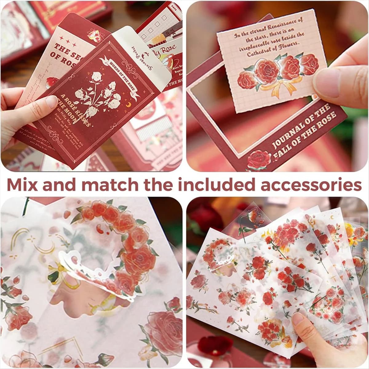AA98 Scrapbooking Kit, , Perfect for -Scrapbooking Materials, Planner DIY Art Crafts Rose Whisper